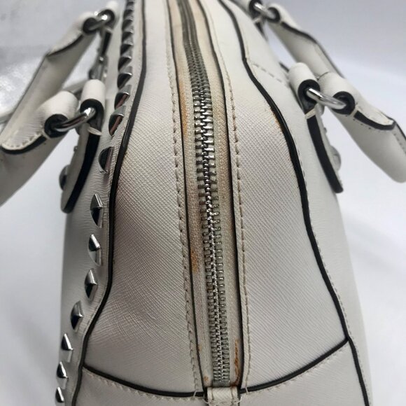 Michael Kors White Saffiano Leather Studded Satchel - Picture 12 of 13